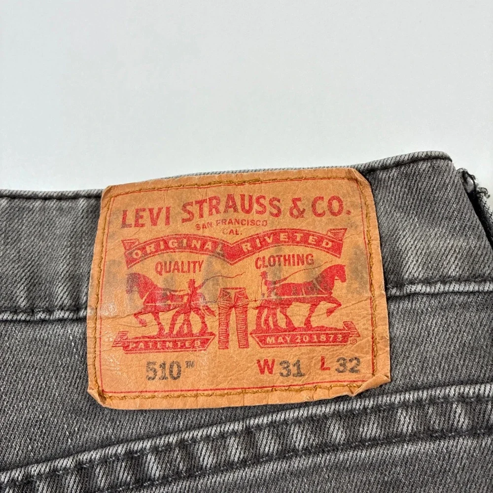 Levi's 510 Skinny Jeans 31x31 Grey Acid Wash Slim Fit Denim Pants (31x32)